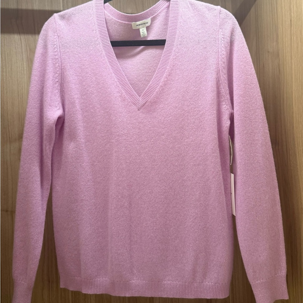 Nordstrom Cashmere Lavender V-Neck Sweater